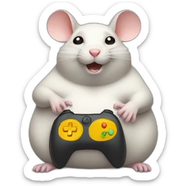 Fat Rat playing video games sticker