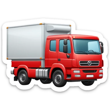 A new red truck with a "TIR" plate turned to the right sticker