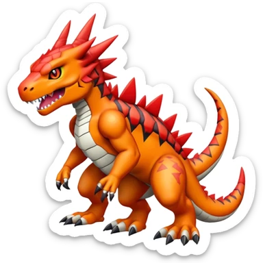 Cool edgy Guilmon-Agumon-Digimon, full body sticker