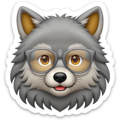 Lobo gris con lentes sticker