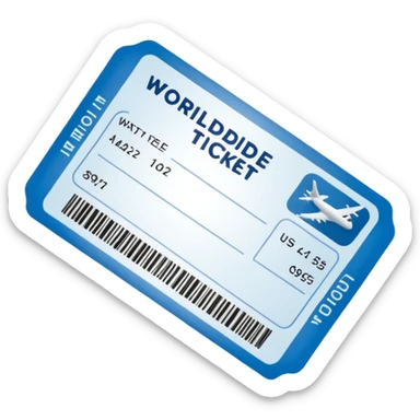  a flight ticket that says "worldwide ticket" sticker