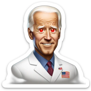 joe biden with glowing red eyes sticker