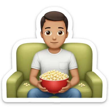 
A man sitting on a sofa in a room enjoying a movie sticker