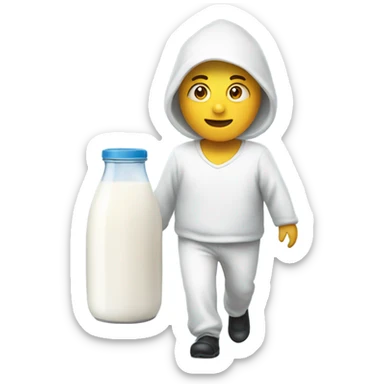 Person walking a milk sticker