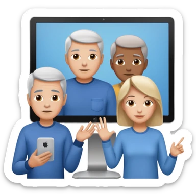 teaching somebody else in person, in the same place, watching the same monitor together, the trainee and trainer are in the similar age sticker