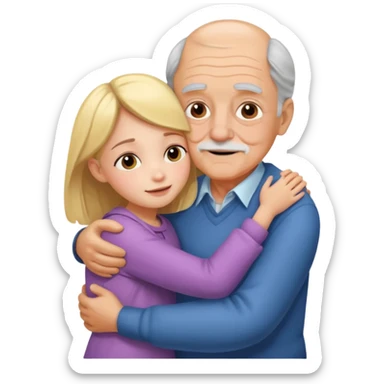 Grandpa and girl hugging  sticker