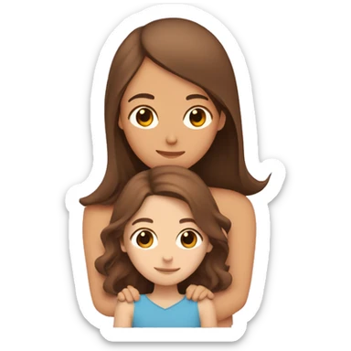 girl with brown short hair hugging a girl with brown long hair with hearts surrounding them sticker