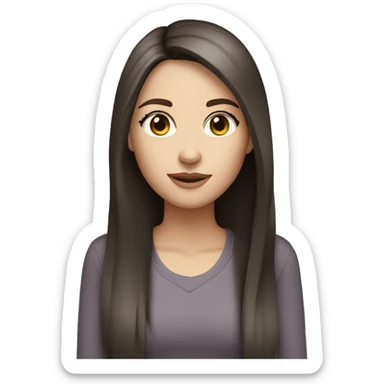 Dark brown hair brown eyes long straight hair white skin woman sticker