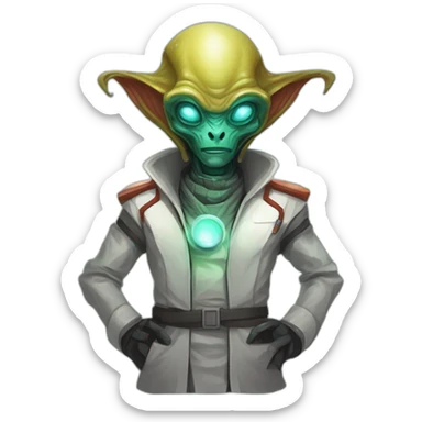 alien doctor scifi roguelike rpg style inspired by slay thee spire sticker