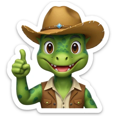Dinosaur wearing a cowboy hat and giving thumbs up  sticker