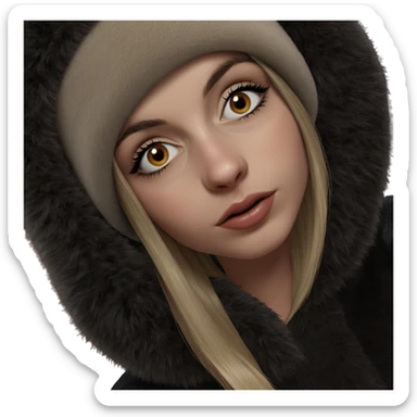 blonde girl in fur hat sticker