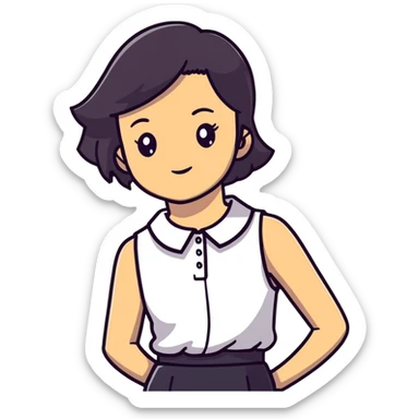 red sleeveless top with a darker collar on a girl sticker