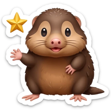 a sideways standing star nosed mole sticker