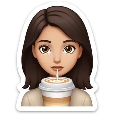 a girl with dark brown hair and a light latte skin color with dark brown eyes sticker