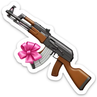 ak-47 with a pink bow sticker