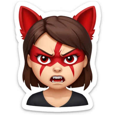 Angry Brunette girl with red yorkie  sticker
