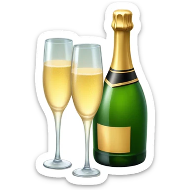 Champagne bottle with glasses  sticker