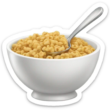 A bowl of cereal and a spoon sticker
