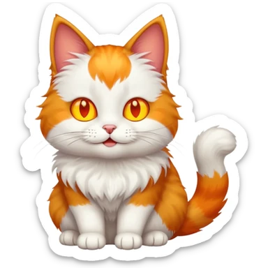 A bicolor cat emoji with glowing happy yellow eyes sticker