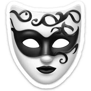 White Masquerade mask with black swirls on it that covers only the eyes. The eyes are completely black. sticker