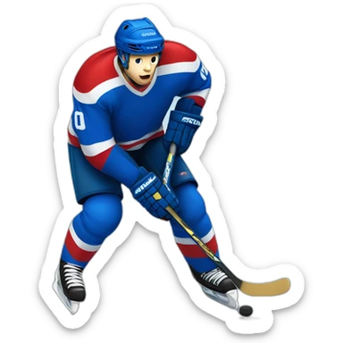 hockey fan wearing blue and red jersey sticker