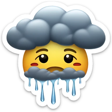 frown face emoji under raining cloud emoji sticker
