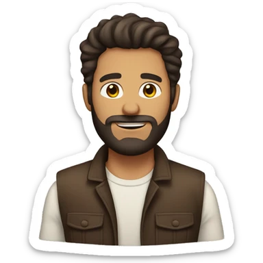 Tan man with dark brown hair and beard sticker