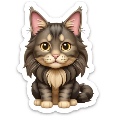 A 3D cartoon jet-black Maine Coon cat with large , glossy mane, soft spotlighting, cinematic 3D Memoji-style lighting. full body or half body. sticker
