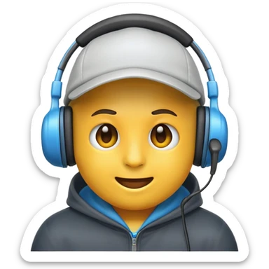 an emoji with a headset is a hood is a cap sticker