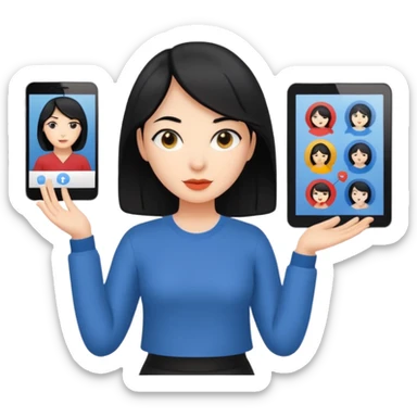 female UX designer with black hair presenting a user flow chart sticker