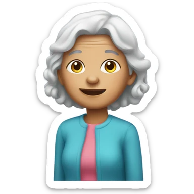 Grandmother with a girl sticker