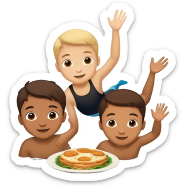 Three kids diving one super good two super good dish sticker