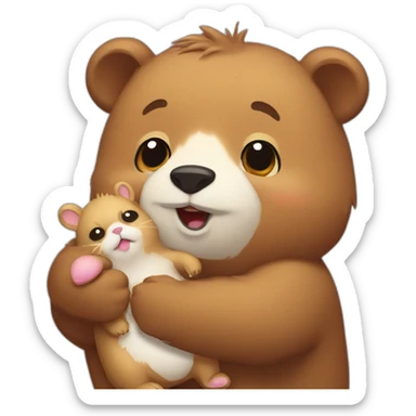 bear with hamster huging sticker