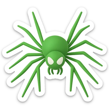Make the spider green in the style of microsoft 3d fluent emojis with no background. sticker
