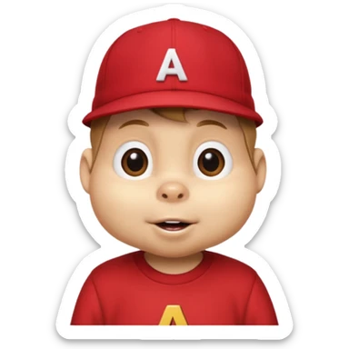 CHIPMUNK ALVIN FROM ALVIN AND THE CHIPMUNKS WITH RED SHIRT AND RED HAT VERY SKINNY AND MALNOURISHED sticker