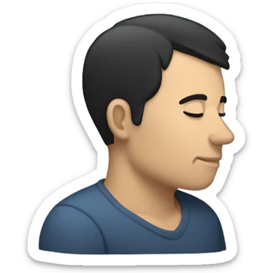 White man with black hair sleeping sticker