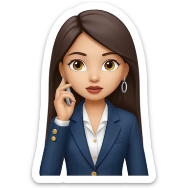 a pretty bratz fair indian girl talking on call, wearing a blazer sticker
