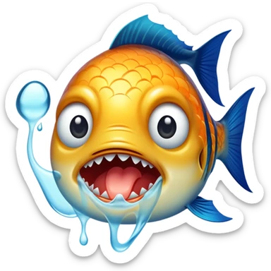 Fish stuffed in the mouth  sticker