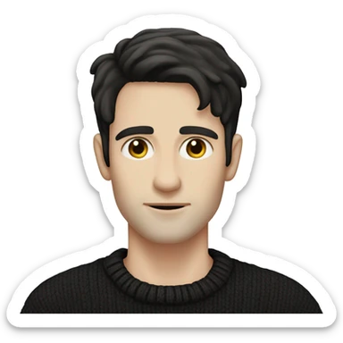 pale man with dark hair and stubble wearing black boho jumper sticker