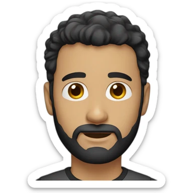 White man with fade shirt black hair , light brown eyes and black shirt beard  sticker
