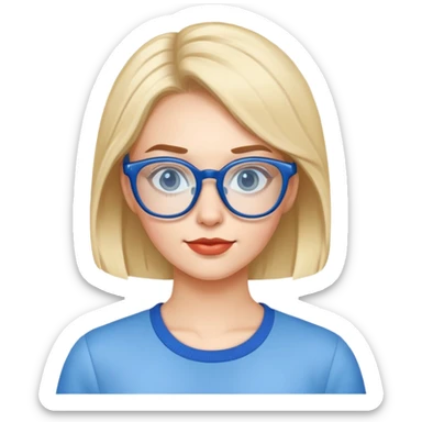 geek with blue glasses close up woman sticker