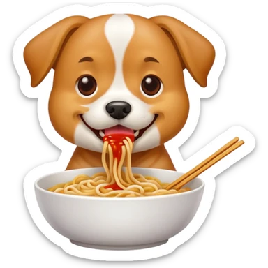 Dog eating noodles  sticker