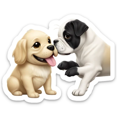 English cream golden retriever and an oreo colored frenchie as best friends sticker