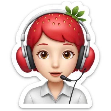 A Cute strawberry wearing headset  sticker