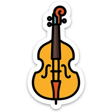 colored double bass musical instrument icon sticker