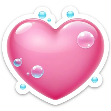 Cute pink heart with bubbles  sticker