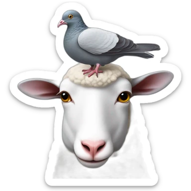 A pigeon on the head of a sheep  sticker