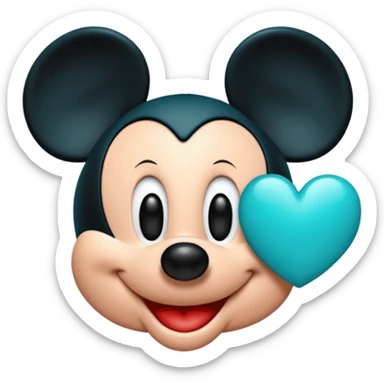 Mickey with a teal blue heart  sticker