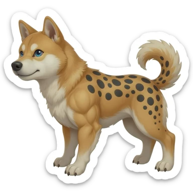 Dingo-Shiba Inu-Husky-Hyena-hybrid,  full body sticker