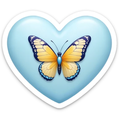 white heart with a butterfly sticker